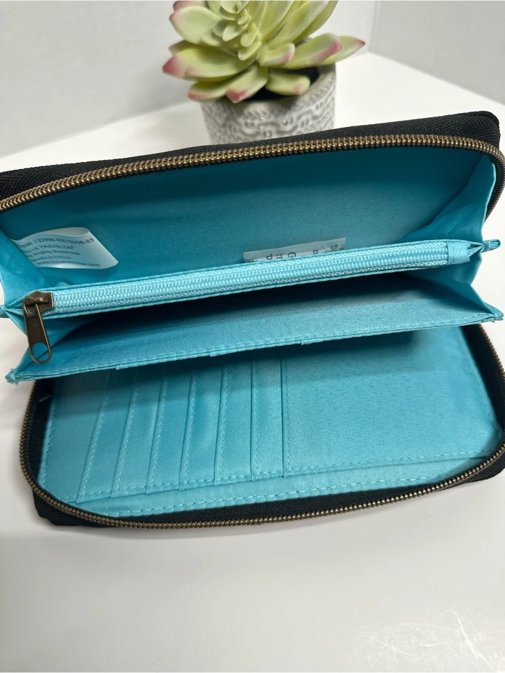 Travelon Black Textured Zip Pouch with Gold Accent